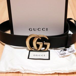 NWT Authentic Gucci Marmont Brass GG Belt
